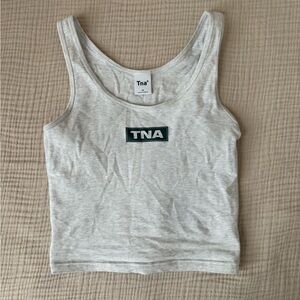 Aritzia TNA Light Gray Graphic Tank Top
